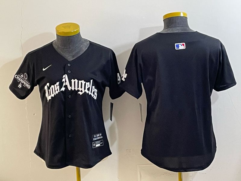 Women 2026 Los Angeles Dodgers Blank Black Game Nike MLB Jersey style 002->women mlb jersey->Women Jersey